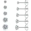 Aretes de Acero Inoxidable con Hebilla de Mariposa y Circonita 2-8mm