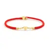 Pulsera de Hilo Rojo de Venta Caliente Transfronteriza con Letra Inglesa A-Z y Colgante Grabado Dorado en Forma de Corazón, Pulsera Ajustable, Versátil
