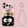 Pulsera de Muñeca de Carbón de Café Adecuada para Funda de Teléfono Apple 18pm iPhone 16 Lindo Dibujo Animado 17 Silicona 15 Exterior