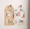 Tablero perforado de madera maciza Estilo nórdico Pared de madera partición pared de sala de estar pasillo colgante de pared estante de almacenamiento estante de exhibición de productos