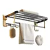 Estante de baño de aluminio espacial, toallero de pared, estilo de lujo ligero, no requiere perforación, para almacenamiento de toallas de baño, inodoro y de mano
