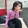 Camiseta de Otoño e Invierno para Niñas 2023 Nuevo Estilo Camiseta Básica Casual de Cuello Alto Parcial para Niños Camiseta Básica Cómoda con Forro de Felpa