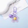 Llavero Floral Transparente con Flores de Colores, Colgante de Campana de Resina Transparente, Accesorio de Bolso de Alto Valor, Recuerdo