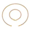 Conjunto de Pulsera y Collar de Lujo Ligero de Nicho Exquisito Estilo Ins Lleno de Diamantes de Zirconia, Joyería de Alta Gama, Acero Inoxidable Chapado en Oro de 18K
