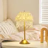 Lámpara de Mesa Vintage Francesa de Lujo Ligero con Perlas, Lámpara de Noche Ambiental para Dormitorio y Mesita de Noche, Bandeja Decorativa, Lámpara Creativa de Aroma a Vela