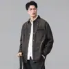 Camisa jeans workwear americana retrô lavada desgastada 2026 para homens, nova jaqueta casual solta de outono e inverno, marca masculina da moda
