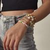 Pulseira Cruzada Europeia e Americana de Joias Étnicas Geométricas com Contas Coração de Pêssego Pulseira Colorida de Contraste com Flores Feitas à Mão e Contas de Arroz para Mulheres