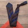 Gravata de padrão listrado marrom retrô romântico francês de 8cm para vestido formal masculino estilo Yupi Sina padrinho