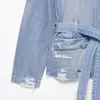 Comercio Exterior Transfronterizo Aliexpress Producto Nuevo Caliente Comercio Exterior Ropa para Mujer al por Mayor Zr En Stock Chaqueta Chaqueta con Cinturón de Mezclilla