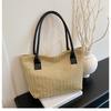 Bolsa Balde Retrô Tecida com Contraste de Cores 2025 Verão Nova Tendência de Moda Bolsa Tote de Ombro Feminina Férias na Praia