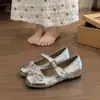 Zapatos Planos Franceses Mary de Venta Caliente para Mujer 2026 Otoño Nuevo Estilo Aumentadores de Altura Cuero Genuino Zapatos de Noche para Falda Pequeña Mujer