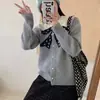 Suéter de Tricô Feminino Estilo Coreano com Laço Pequeno Perfumado, Cor Contrastante e Contas Pesadas, Jaqueta Cardigan Nova para Outono e Inverno, Estilo Preguiçoso