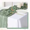 Mantel de gasa de algodón plisado transfronterizo, camino de mesa para decoración de mesa de banquete de bodas, ambiente de mesa de postres multicolor Morandi