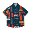 Camisas Florales de Comercio Exterior Transfronterizo, Manga Corta, Unisex, Estilo Pareja, Estilo Vacaciones en la Playa, Festival Songkran, Camisas Tailandesas, Chaquetas