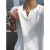 Camiseta de Manga Corta con Cuello en V Texturizado Transfronteriza para Hombre, Estilo Americano de Verano, Corte Limpio, Fresca, de Media Manga, Corte Holgado
