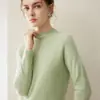 Suéter 100% cashmere 2026 nova blusa básica feminina de gola semi-alta, estilo suave, corte solto, emagrecimento, suéter pullover grosso