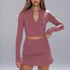 Contas Coloridas Transfronteiriças Justas de Manga Comprida Roupa de Yoga Esportiva Outono e Inverno de Alta Intensidade Secagem Rápida Corrida Nylon Conjunto de Fitness Yoga