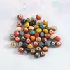 Cuentas redondas de cerámica con esmalte floral de Jingdezhen con agujeros grandes, accesorios de joyería vintage, materiales para ensartar para collares hechos a mano, cuentas sueltas de lunares