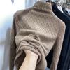 Producto europeo camisa de fondo de encaje lijado de cuello semi-alto para mujer 2025 explosión otoño e invierno nuevo estilo extranjero camisa afelpada