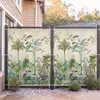 Cortina de privacidade para varanda estilo vintage com estampa de plantas, cortina de privacidade para villa, cortina bloqueadora de vento para grade de terraço, tecido à prova de chuva e anti-espião
