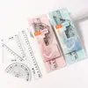 Xiaoyuer Juego de Reglas de Plástico para Estudiantes Juego de Cuatro Piezas Regla Dura de Ángulo Recto Interior para Jóvenes Juego de Reglas de 20cm Venta al por Mayor