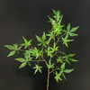 Hoja de arce verde plantas verdes artificiales para decoración de hotel, arreglo de salón de bodas, ramas de árbol de hoja de arce artificial estilo bosque, hojas de arce de pata de pollo