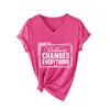 Gentileza muda loja independente Amazon Wish camiseta feminina confortável e versátil de manga curta com decote V