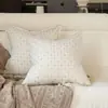 Cojín decorativo estilo nórdico para sofá, funda de almohada de lino con tejido cruzado, ambiente otoñal, diseño con puntada en el borde, simple y fácil de combinar, soporte lumbar
