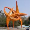 Escultura de acero inoxidable anillo personalizado spray madre e hijo espíritu de ciervo bastión metal Galería adornos de paisaje grandes para exteriores