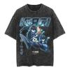 Playera Streetwear Anime Japonés Huo Sombra Dibujos Animados Vintage Lavado Negro Playera para Hombre Algodón Playera Hip-hop Holgada