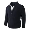 Suéter Retrô Falso Duas Peças com Gola V Masculino para Comércio Exterior Japonês e Coreano, Malha Quente Casual Solta Respirável Outono/Inverno para Homens
