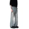 Jeans hechos a mano con efecto lavado y desgastado estilo retro americano para hombre, corte holgado de moda, texturizados, pantalones rectos versátiles para ir al trabajo