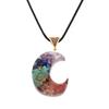 Amazon Natural Colorido Pedrinhas de Cristal Resina Lua Pingente Pedra de Chakra Lua Colar Tiktok