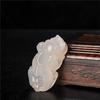 Colgante Pixiu de Calcedonia Blanca Hielo Natural Ágata Roja Grande Dominante Colgante de Descanso de Cuero para Hombres y Mujeres Joyería de Jade