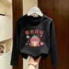 Camiseta de Manga Longa para Meninas 2026 Novo Modelo Camiseta Básica de Algodão Puro para Crianças Top de Gola Redonda Roupa Íntima Fofa para Meninas
