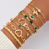 Conjunto de 8 Pulseras de Mariposa de Ocho con Incrustaciones de Diamantes y Circonitas, Europeas y Americanas de Venta Caliente, Pulsera Minimalista de Cadena de Moda de Lujo Ligero