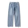 Jeans para Hombre Primavera y Otoño Nuevos Lavados de Pierna Ancha Estilo Americano High Street Pantalones Rectos Holgados Pantalones Largos de Moda para Hombre
