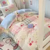 Conjunto de cama de três peças em gaze plissada, fresco e simples, para dormitórios estudantis, cama para dormitórios de ensino médio e faculdade, lençol e capa de edredom para o início do ano letivo
