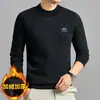 Suéter de Forro Polar para Hombre Cuello Redondo Otoño e Invierno para Hombres de Mediana Edad y Mayores Suelto Engrosado Cálido Camiseta Interior de Punto para Hombre