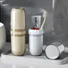 Cepillo de dientes de viaje, vaso para enjuague, caja de almacenamiento para cepillo de dientes, conveniente set de cepillo de dientes y estuche, herramienta esencial para personas perezosas
