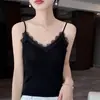 Nuevo 100% Alta Calidad Lana Imitación Tirantes Ajustables Adorno de Encaje Hermosa Espalda Camisola Camisola Francesa Cuello en V