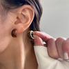 Pendientes de aguja de plata 925 con pintura de flores de amor de otoño e invierno de Corea del Sur, elegantes y retro que combinan con todo para mujer.