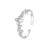 Anel Estilo Coreano Chuva de Meteoros Feminino Prata de Lei S999 Luxo Leve Versátil Anel de Dedo Prata Ajustável com Zircônia Estrela
