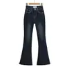 Ay750-25 Jeans de Otoño con Efecto Levanta Glúteos, Pierna Ancha, Cintura Alta, Adelgazantes, Dobladillo Deshilachado, Nuevo Estilo Europeo y Americano, Estilo 'Hot Girl', Corte Delgado