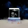 Ornamento de Mesa Cubo de Cristal Incrustado 3D Base Oceânica, Luz Noturna Brilhante, Lembrança, Presente Festivo