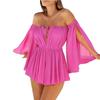 Vestido de gasa con hombros descubiertos, espalda descubierta y mangas abiertas para mujer, estilo transfronterizo europeo y americano, nuevo, dulce, de Amazon