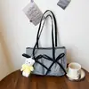 Bolso de Hombro Tipo Cuadros Estilo Coreano 2026 Nueva Moda Lazo Tela Oxford Versátil Casual Bolso de Mano para Hombro