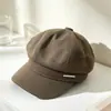 Chapéu Octogonal Novo Outono e Inverno Cor Sólida Versátil Chapéu de Pintor Faz o Rosto Parecer Menor Simples Sensação de Alto Padrão Quente para Usar Chapéu de Bico de Pato