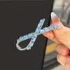 Franja de Strass Brilhante Grampo de Cabelo Requintado Temperamento Menina de Diamante Brilhante Fita Grampo Cruzado Laço Presilha de Bico de Pato Presilha Lateral