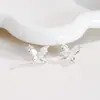 Pendientes de Botón de Mariposa Delgados de Doble Capa Frescos de Verano y de Hada Pendientes de Moda Elegantes con Aguja de Plata de Ley 925 Gama Alta